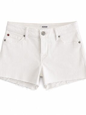 Hudson Jeans White Frayed Denim Cutoff Shorts